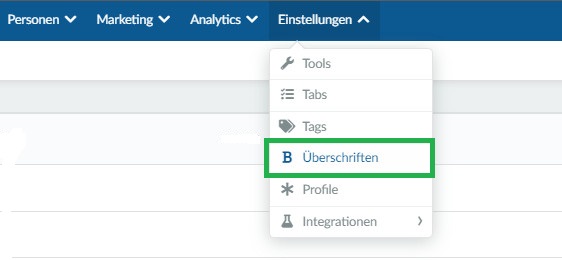 So greifen Sie auf die Überschriftenseite zu