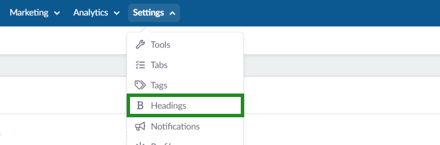 How to access the headings page