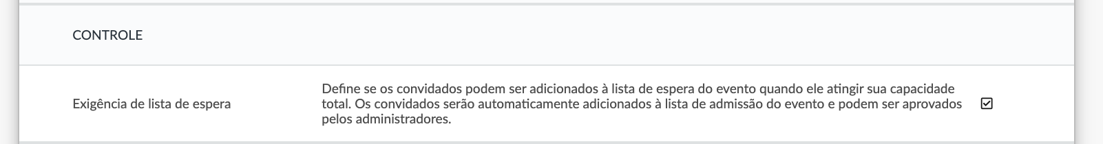Ferramentas > Controle > Lista de espera