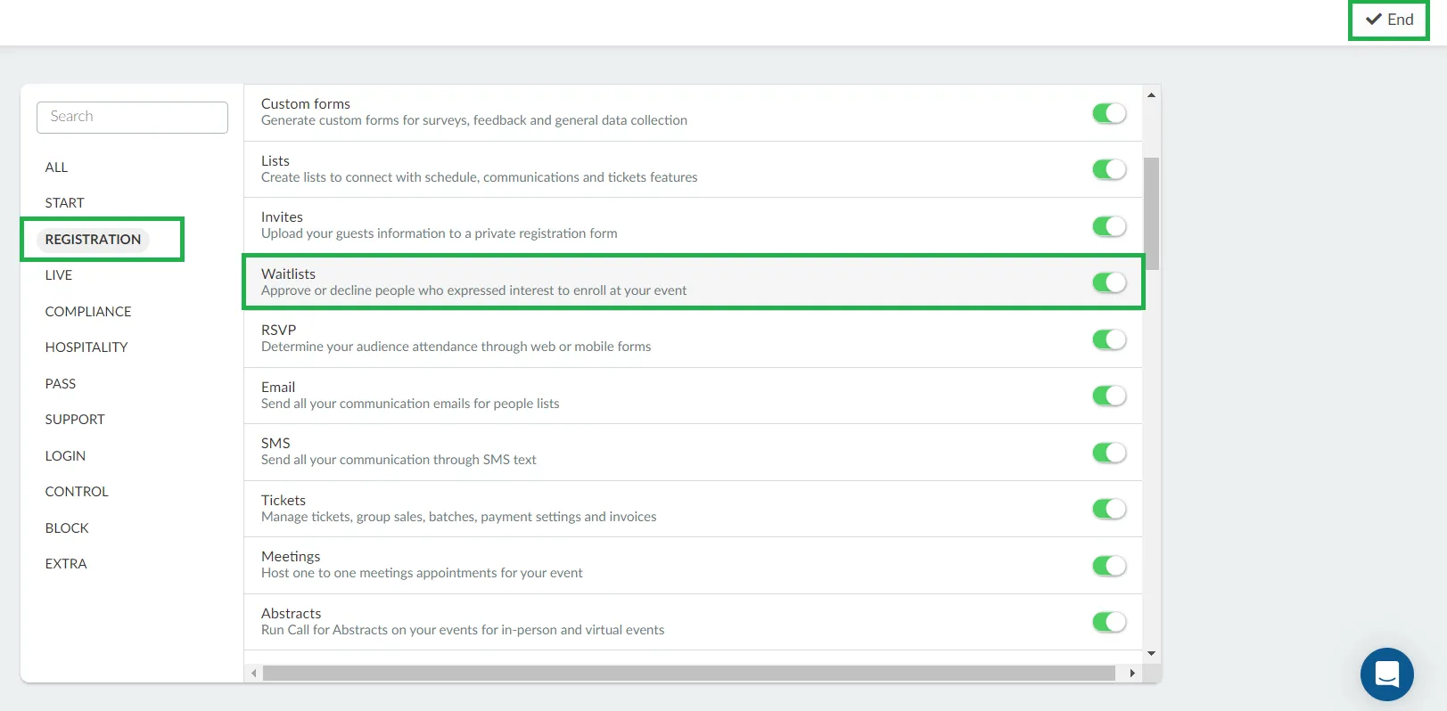 Acitivating the Waitlists tool