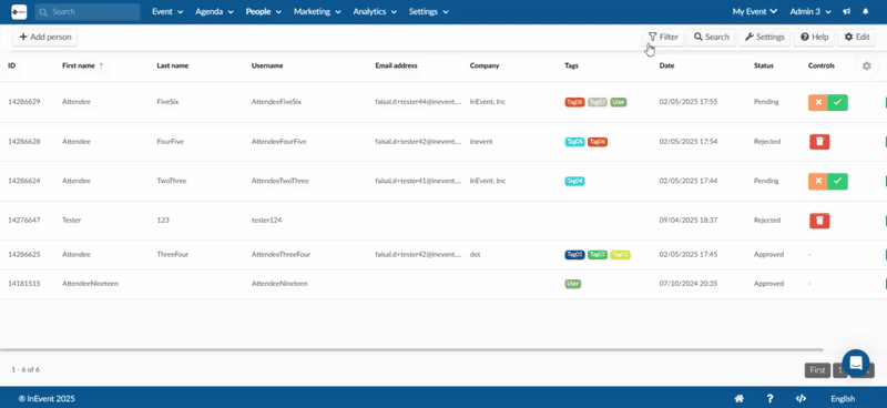Gif showing filtering applicants on the waitlist.