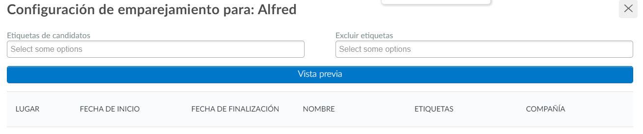 Configuración de coincidencia automática