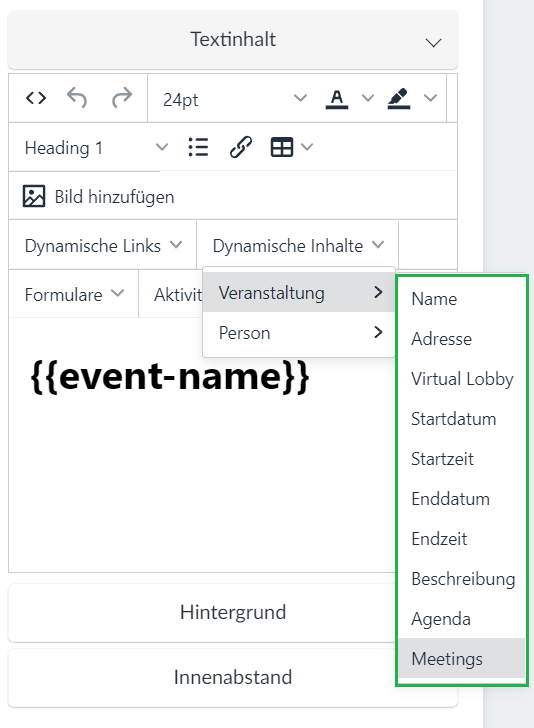 dynamic link > event > meeting