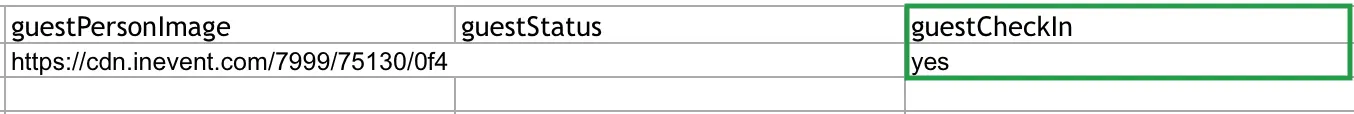 Image showing the guestcheckin field in the meetings report