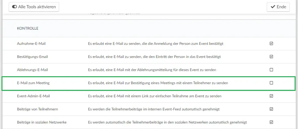 Die Meeting-E-Mail ist standardmäßig aktiviert, d. h. beide Personen (die Person, die einlädt, und der Eingeladene) erhalten eine E-Mail wie die oben abgebildete.