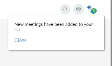 Capture d'écran montrant la notification de la Virtual Lobby informant de la tenue d'une réunion.