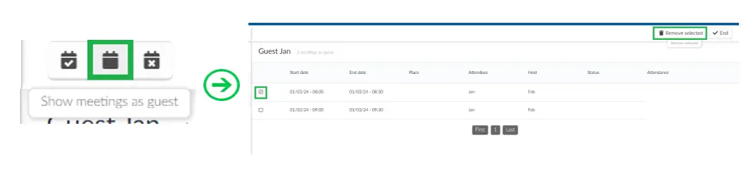 Removing a guest's meeting