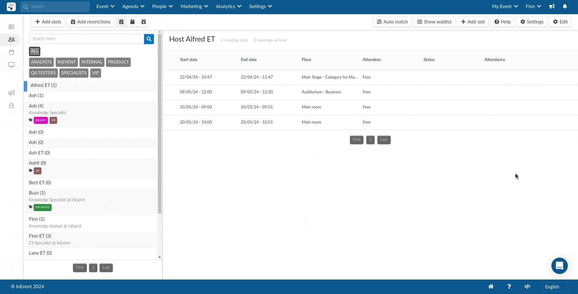 Gif showing how to select the participants