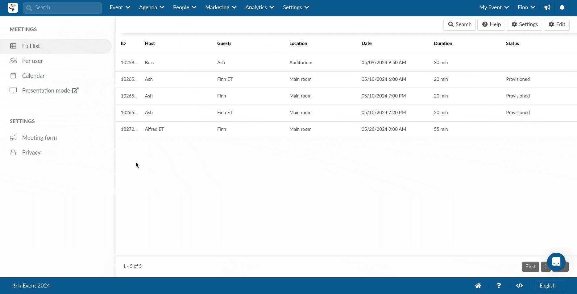 Gif showing how to display meeting times on television/projector