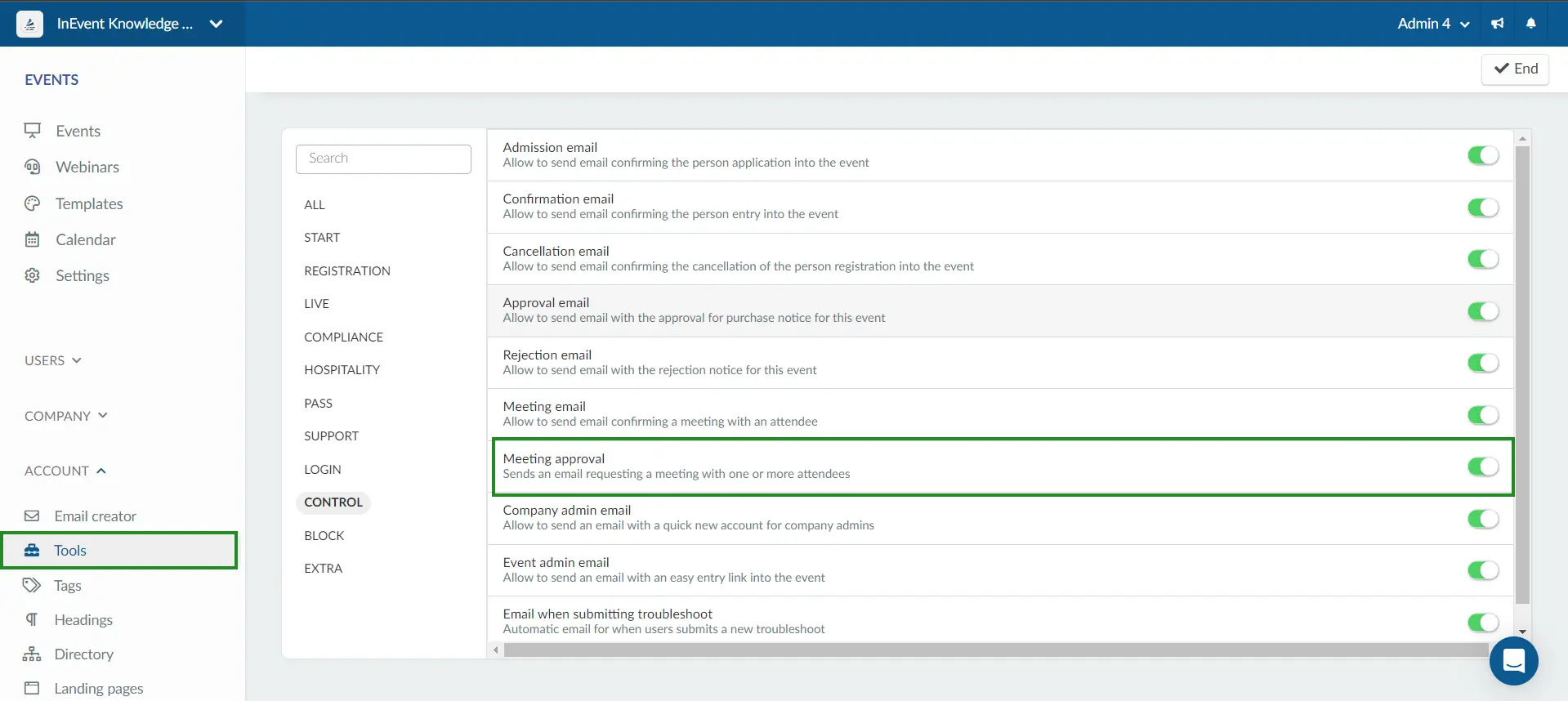 enabling meeting approval company level