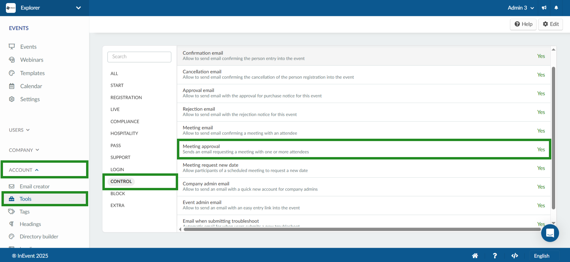 enabling meeting approval company level
