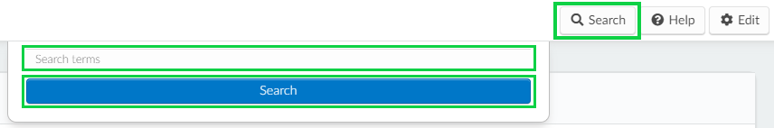 Screenshot of the Search button and Search field box