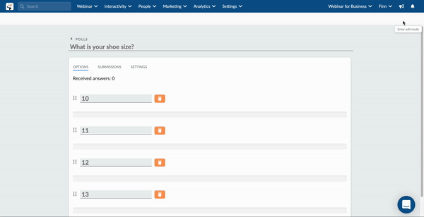 GIF showing how to edit your webinar polls