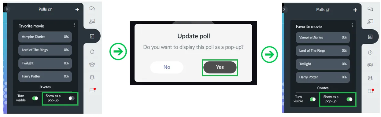 Enabling the pop up 