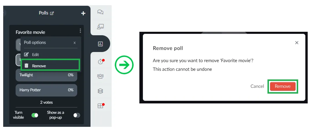 deleting polls at the Virtual Lobby directly