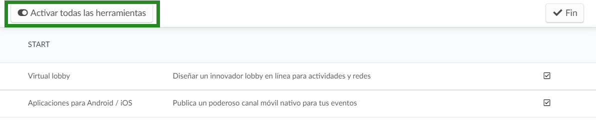 Activando todas las herramientas