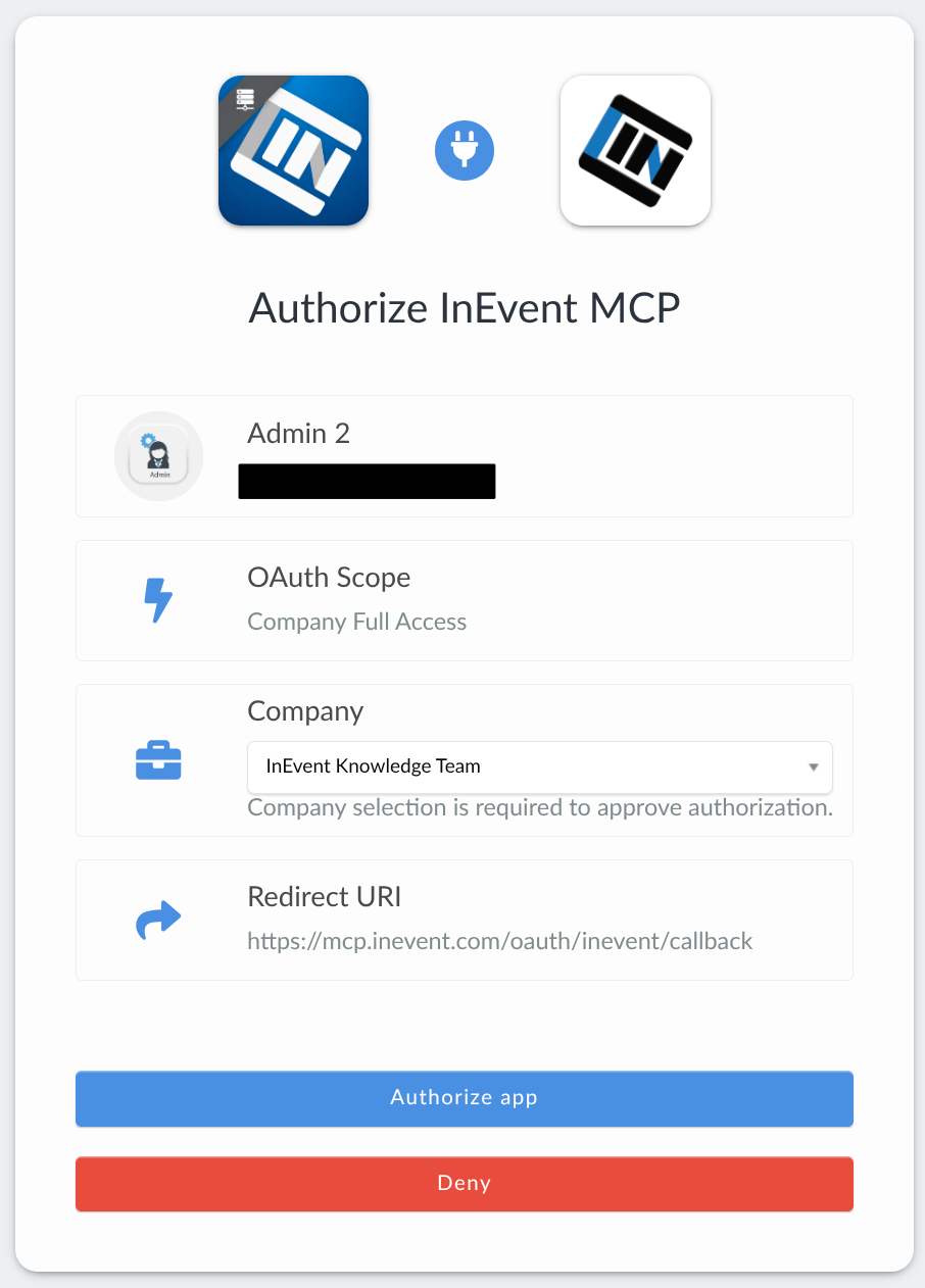 Screenshot showing the authorization panel