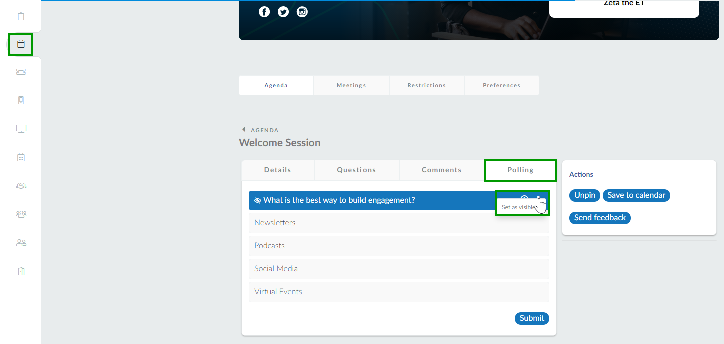 Set poll vsibility in 'My Agenda'