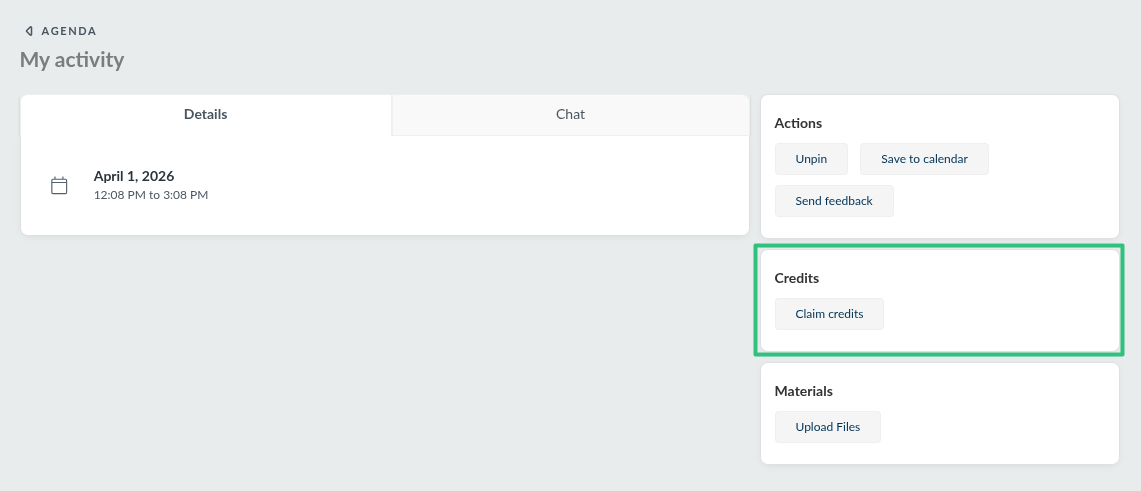 Screenshot of the claim credits button