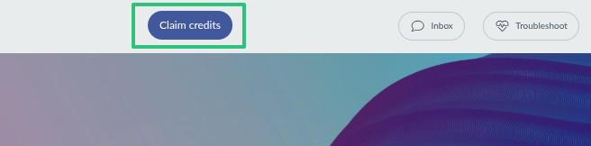 Screenshot showing claim credits button in session rooms