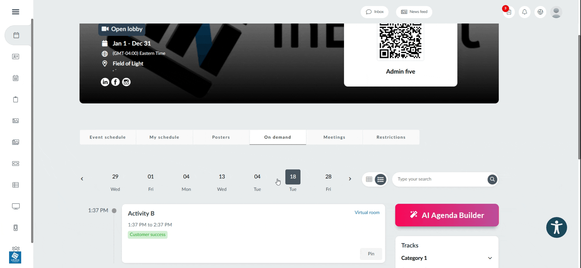Animated image (gif) showing the Posters and On-demand tab in My Agenda