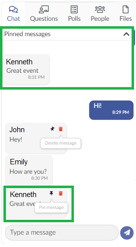 Screenshot pinned chat