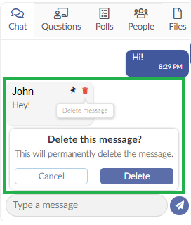 Screenshot delete chat