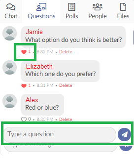 Screenshot chat > questions