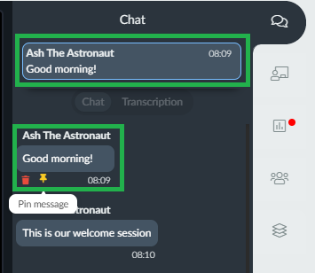 Screenshot pinned chat 