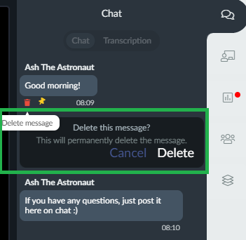 Screenshot delete chat