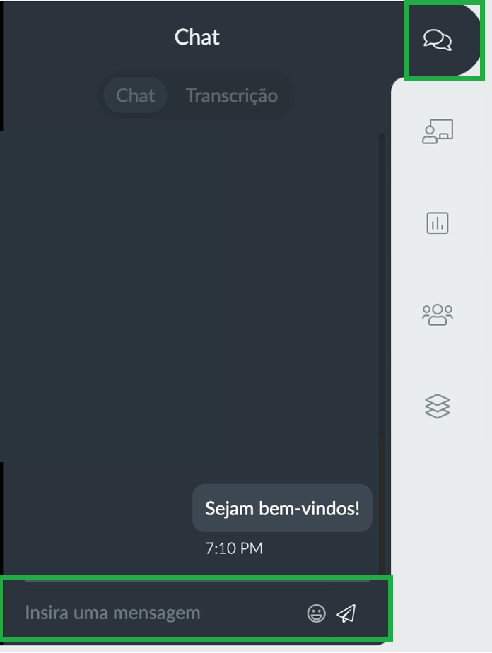 Captura de tela: Chat dentro das sessões