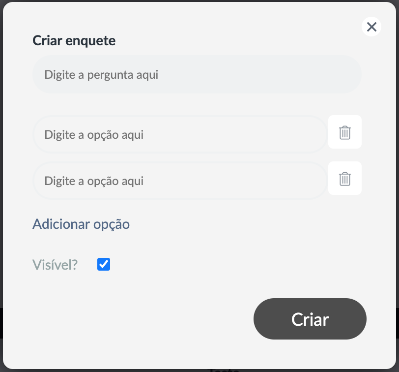 Captura de tela: Criando sua enquete dentro da atividade