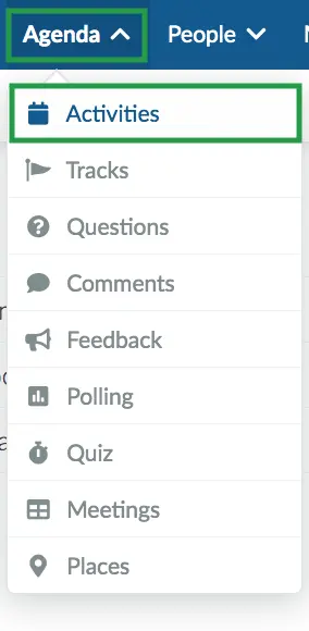 Image showing the Activities tab from the Agenda drop down menu