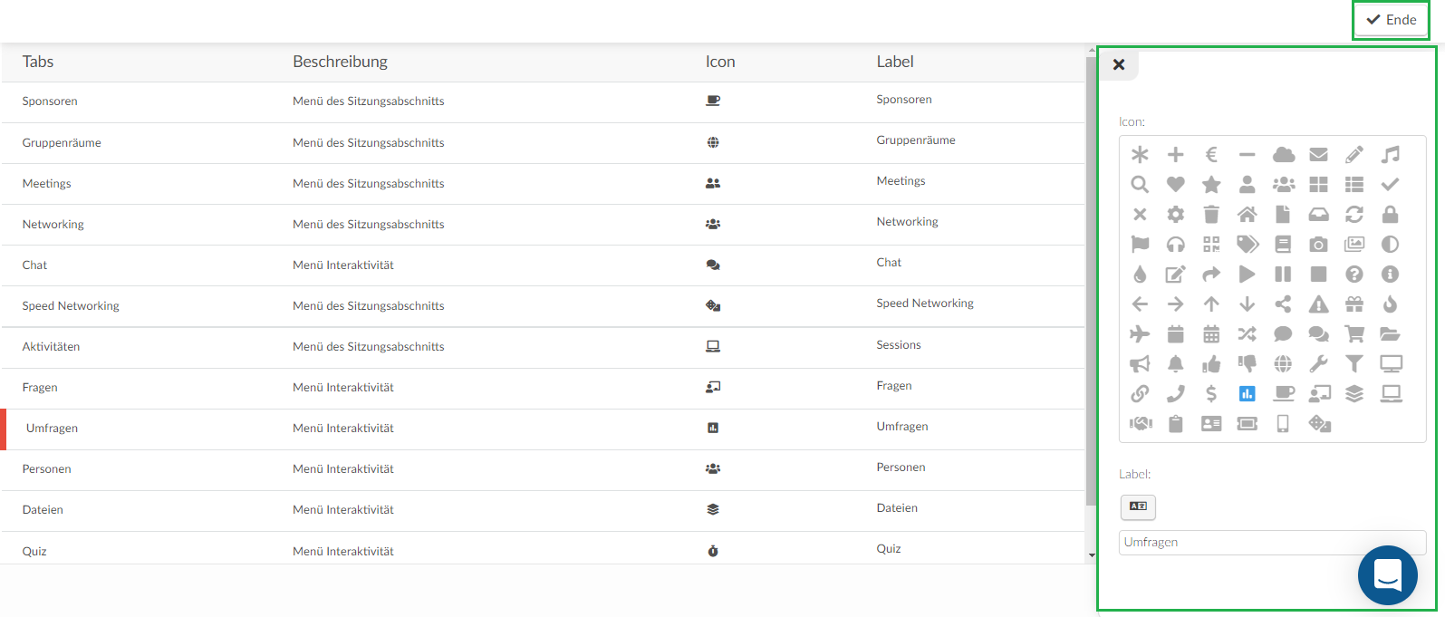 screenshot showing how to change labels for virtual rooms