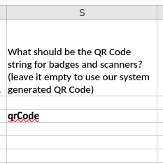 Screenshot showing the QR Code column within the spreadsheet