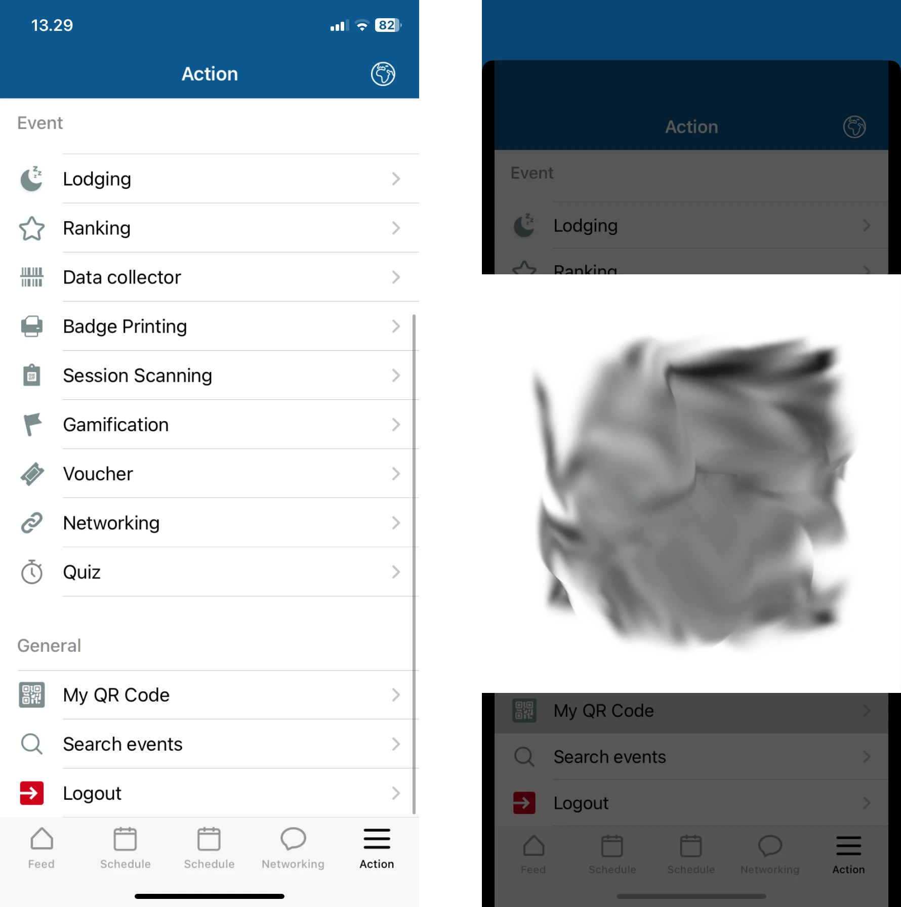 Screenshot showing the QR Code in the mobile app