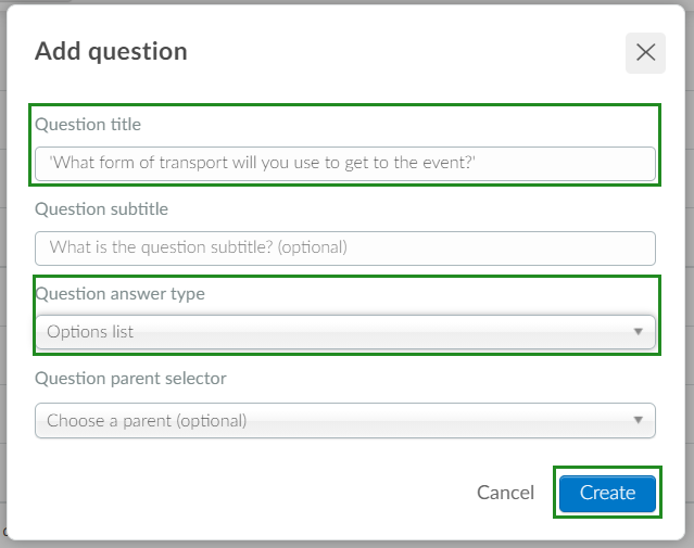 create a conditional for a question that has a list of options as the answer type