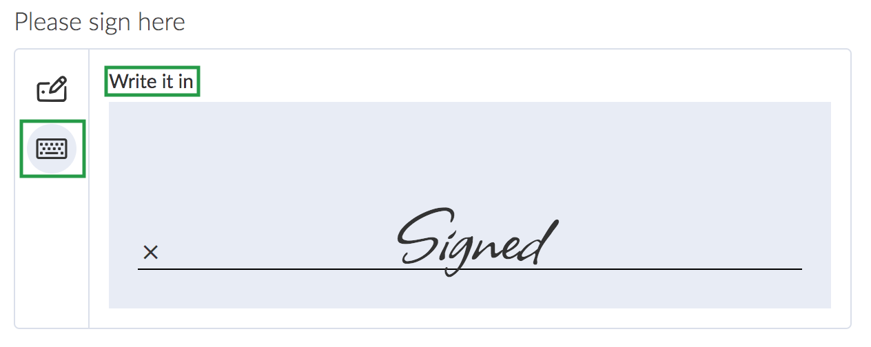 Image showing the signature box in the custom form