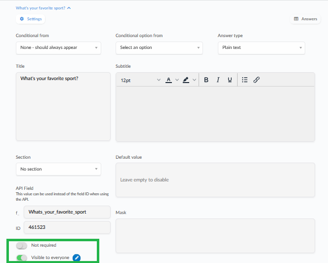 Required and Visible questions