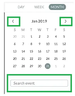 Filter/search for an event in the calendar