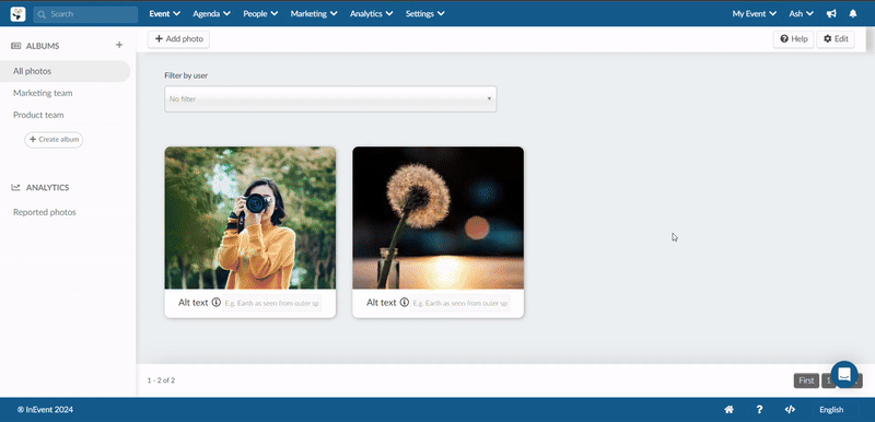 Gif showing how the news feed image appears in Photo gallery