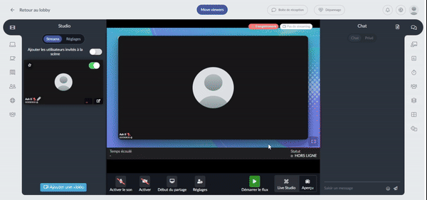 Animation montrant l'utilitaire de dépannage dans le Virtual Lobby 