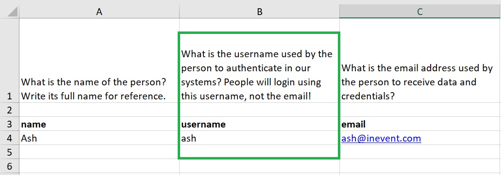 Importing attendees with usernames