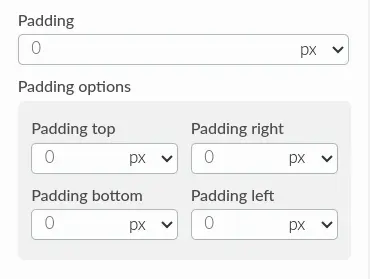 Screenshot showing the padding options