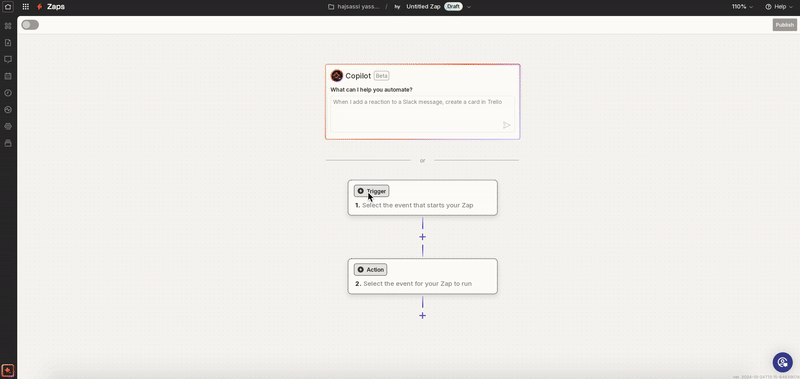 Gif showing how set up IMIS as the trigger app on zapier