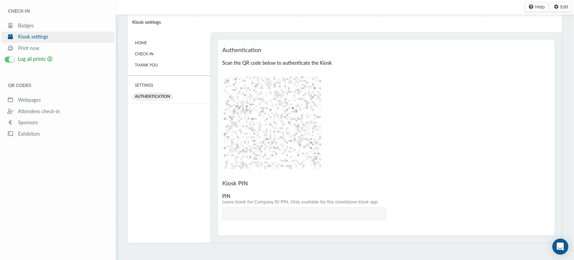 Screenshot of the QR code on the platform