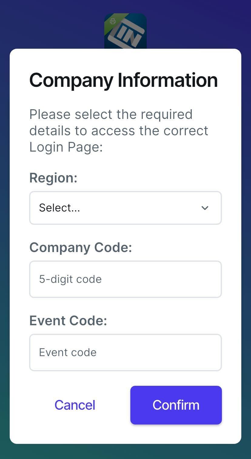 Screenshot showing the login screen