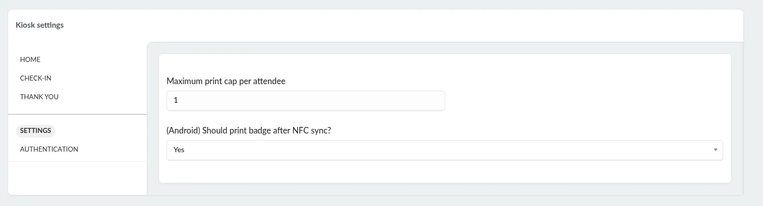 Screenshot showing settings
