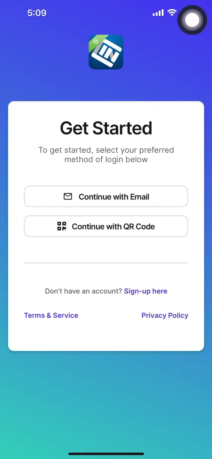 kiosk app check-in screen