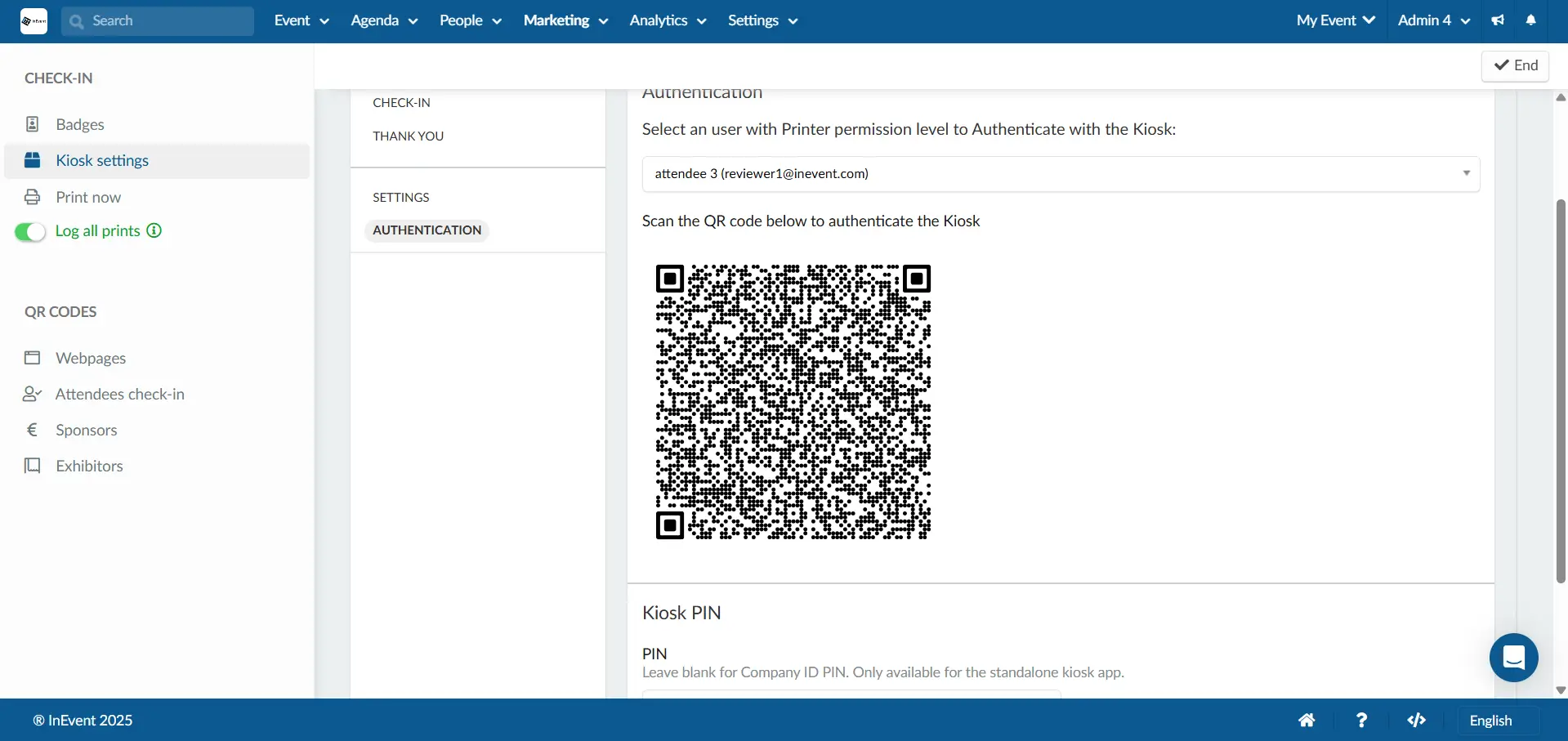 Screenshot showing the authentication settings